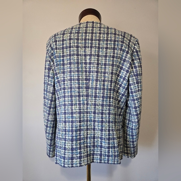LUCIA Blue and White Women's Tweed Jacket. Size Italy 42/ Large - Picture 6 of 13